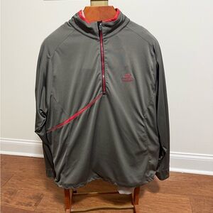 Men's Gray and Red Quarter-Zip Jacket zero restriction w/ logo